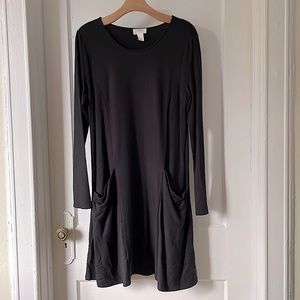 LOFT lounge black long sleeve cozy dress with pockets, sweatshirt material